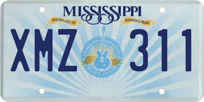 MS license plate XMZ311