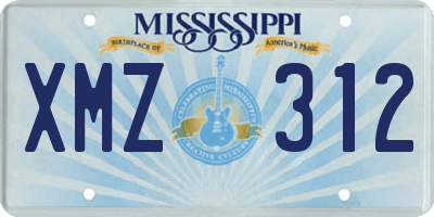 MS license plate XMZ312