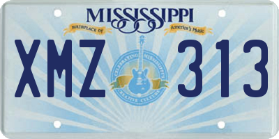 MS license plate XMZ313