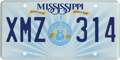 MS license plate XMZ314
