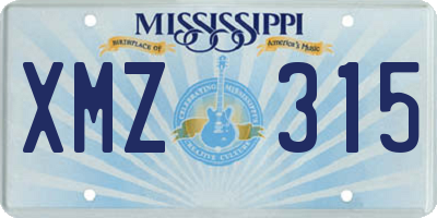 MS license plate XMZ315