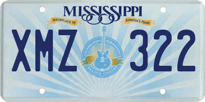 MS license plate XMZ322