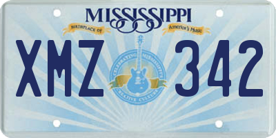 MS license plate XMZ342