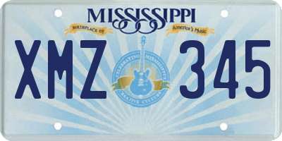 MS license plate XMZ345