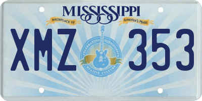 MS license plate XMZ353