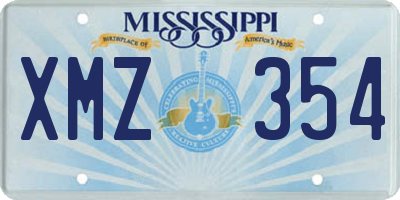 MS license plate XMZ354