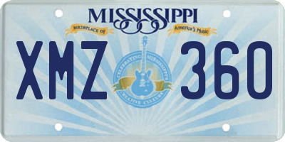 MS license plate XMZ360