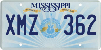 MS license plate XMZ362