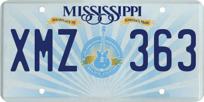MS license plate XMZ363