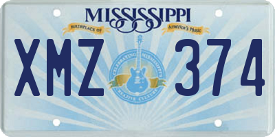 MS license plate XMZ374