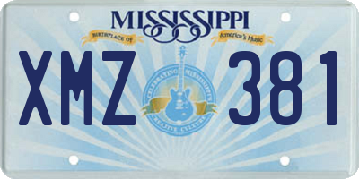 MS license plate XMZ381