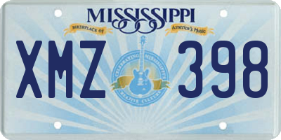 MS license plate XMZ398
