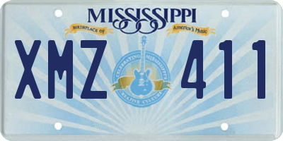 MS license plate XMZ411