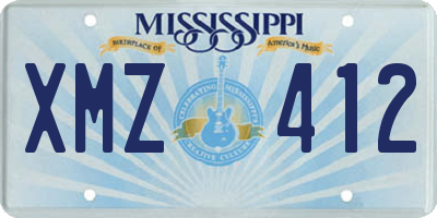 MS license plate XMZ412