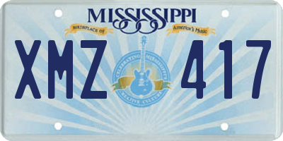 MS license plate XMZ417