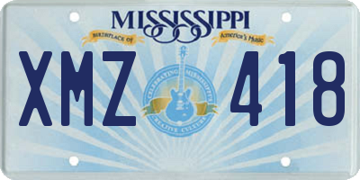 MS license plate XMZ418
