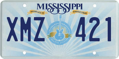 MS license plate XMZ421