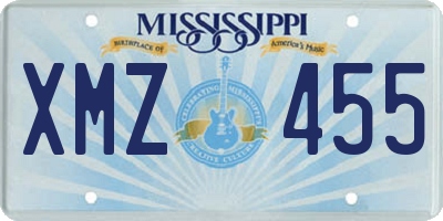 MS license plate XMZ455
