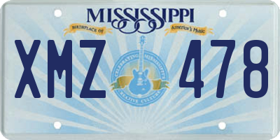 MS license plate XMZ478