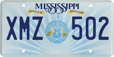 MS license plate XMZ502