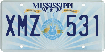 MS license plate XMZ531