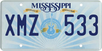 MS license plate XMZ533
