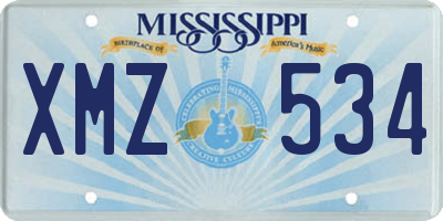 MS license plate XMZ534