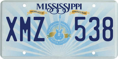 MS license plate XMZ538