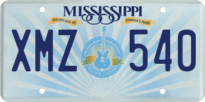 MS license plate XMZ540