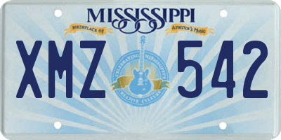 MS license plate XMZ542