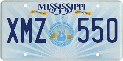 MS license plate XMZ550