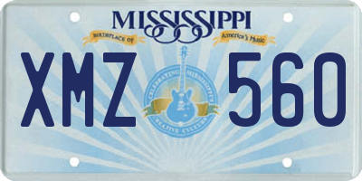 MS license plate XMZ560