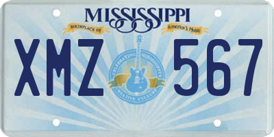 MS license plate XMZ567