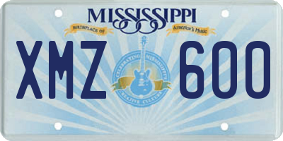 MS license plate XMZ600