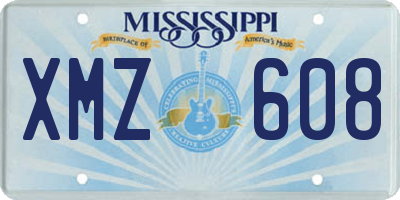 MS license plate XMZ608