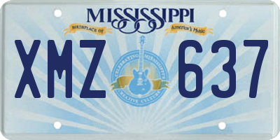 MS license plate XMZ637