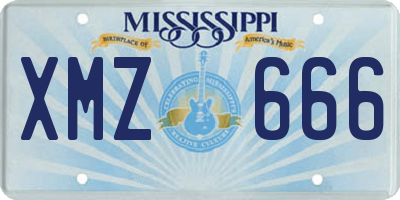MS license plate XMZ666