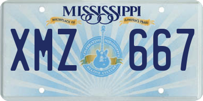 MS license plate XMZ667