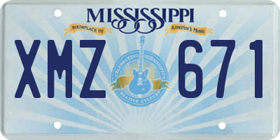 MS license plate XMZ671