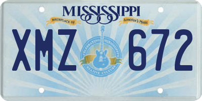 MS license plate XMZ672