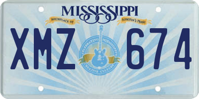 MS license plate XMZ674