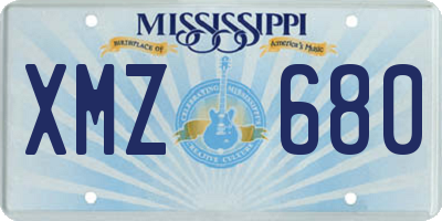 MS license plate XMZ680