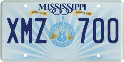MS license plate XMZ700