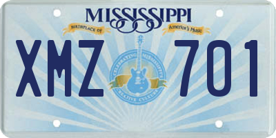 MS license plate XMZ701