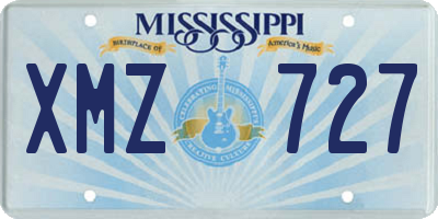 MS license plate XMZ727