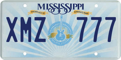 MS license plate XMZ777