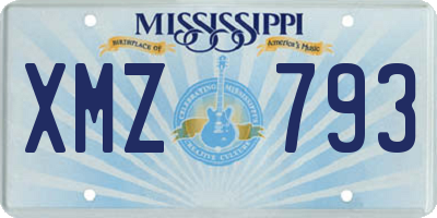 MS license plate XMZ793