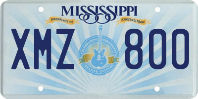 MS license plate XMZ800