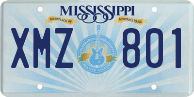 MS license plate XMZ801