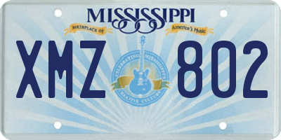 MS license plate XMZ802